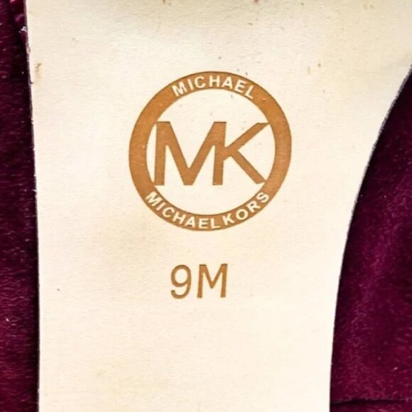 MICHAEL Michael Kors Maroon Suede Gold Stud Almond-Toe Pumps - Size 9 - Picture 8 of 8